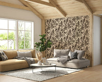 The peel and stick wallpaper on a smooth wall surface.

