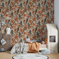 The peel and stick wallpaper on a smooth wall surface.

