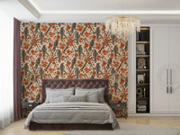 The wallpaper is used to create a feature wall in a dining room.

