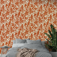 The wallpaper is used to create a feature wall in a dining room.

