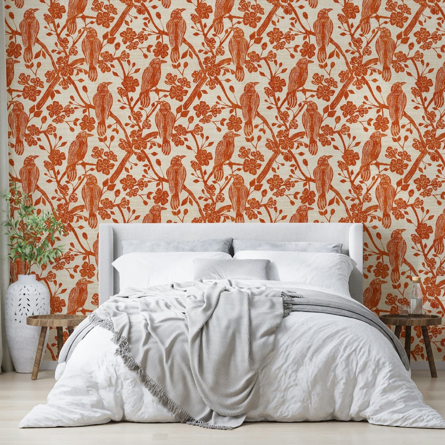 An angled shot of the mural's neutral color palette.

