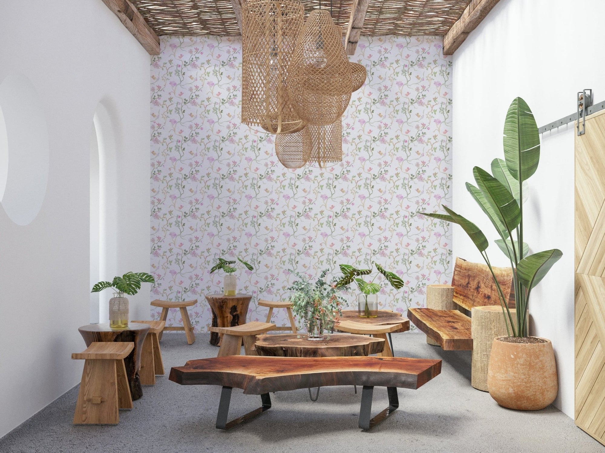 Charming Chinoiserie Blossom & Flight Wallpaper pattern., GD6450