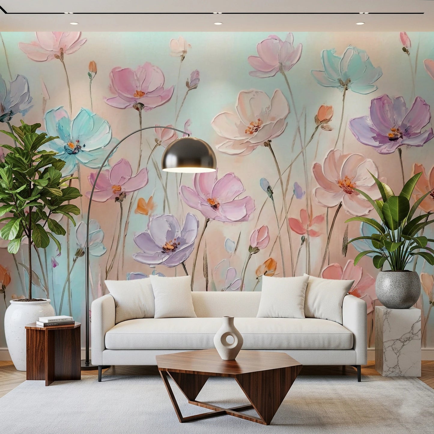 Palette knife floral art wallpaper for walls, GD8444