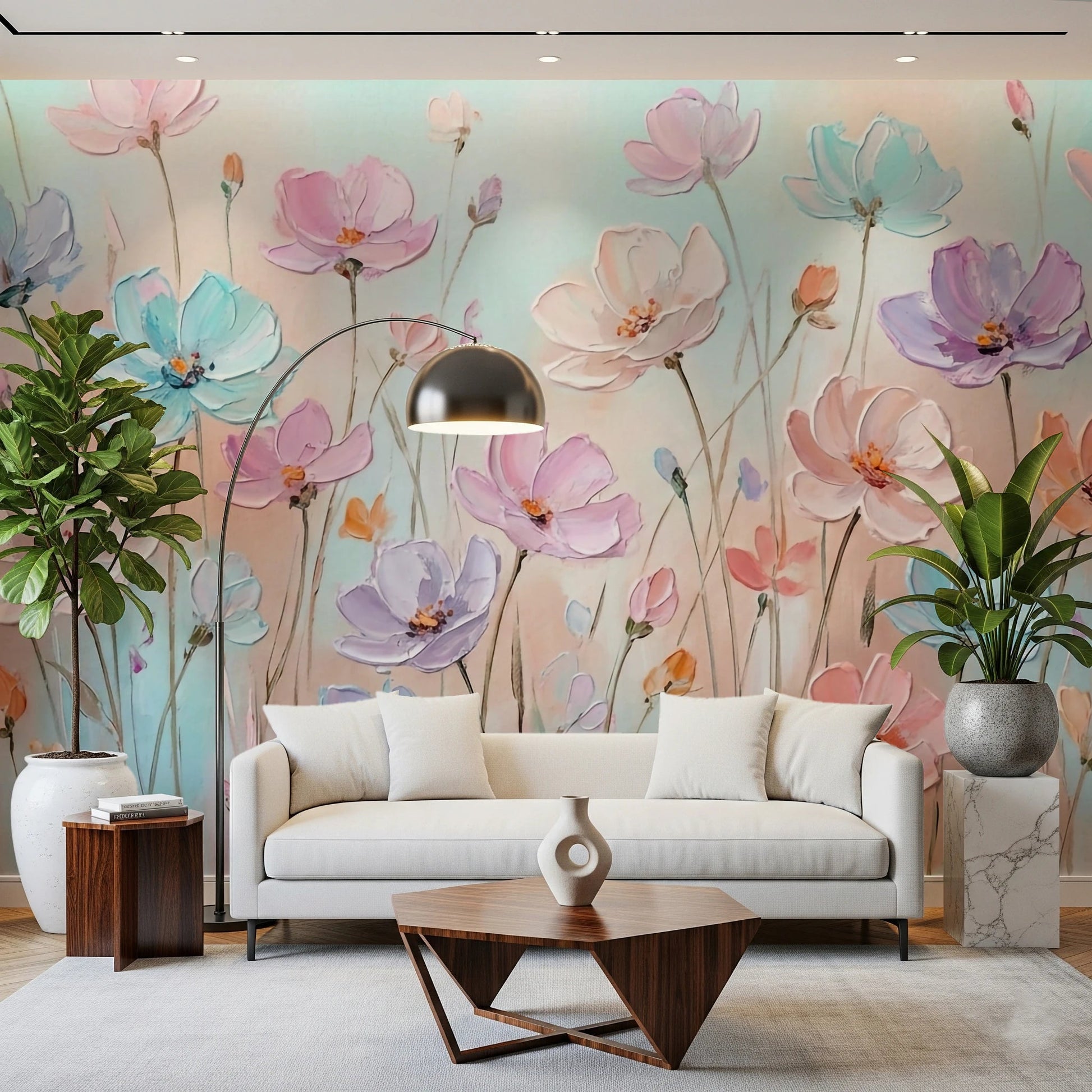 Palette knife floral art wallpaper for walls, GD8444