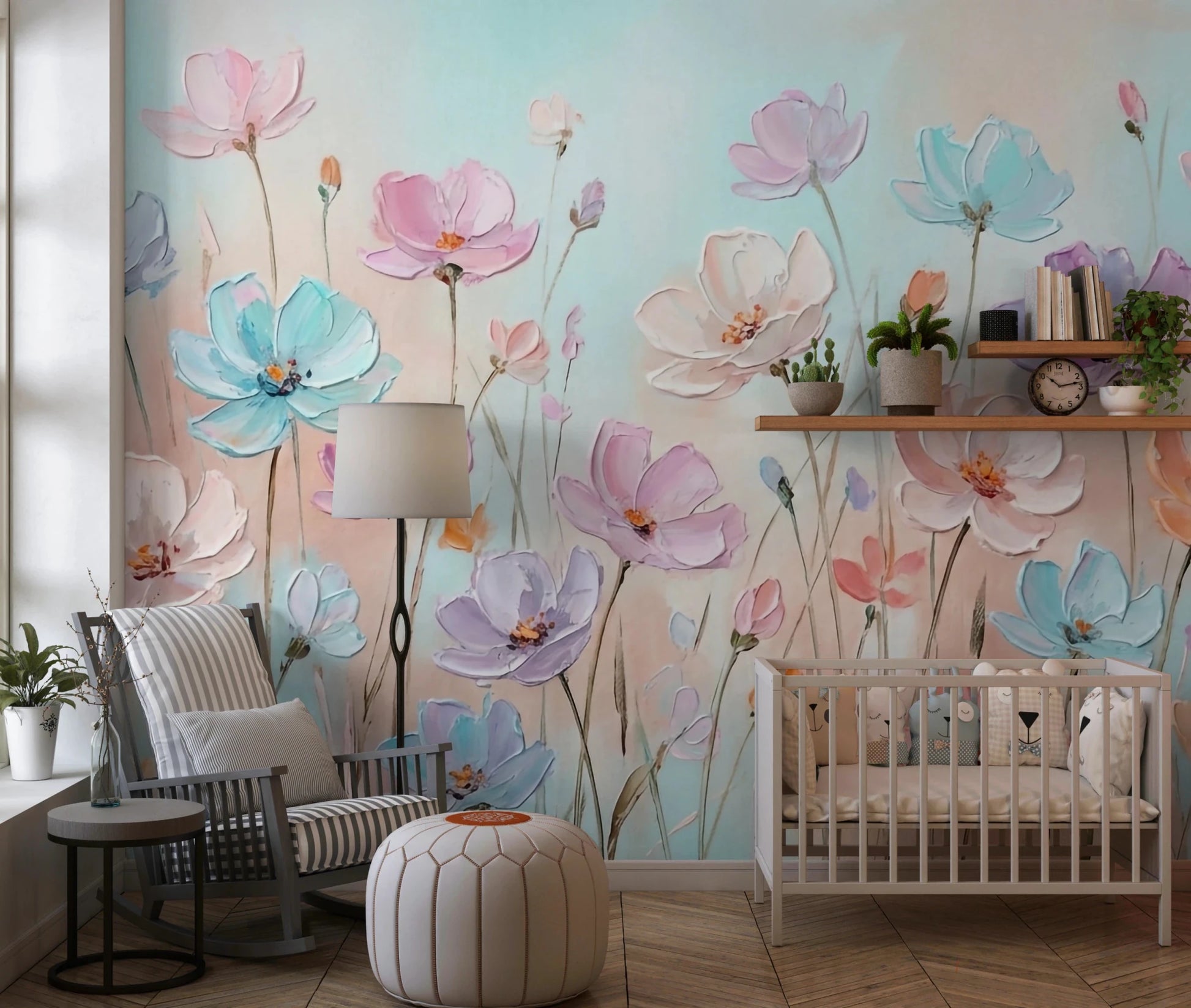 Impressionist style garden peel and stick mural, GD8444
