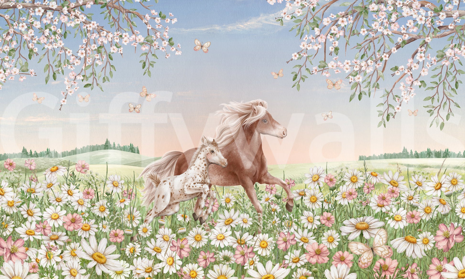 A high-quality serene flower wall mural for walls.

