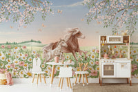 A contemplative flower horse wallpaper mural for a feature wall.

