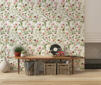 Nature inspired botanical peel and stick wallpaper Blossom Hues.