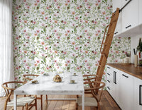 Meadow flowers and grasses wall mural intricate pattern Blossom Hues.