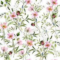 Romantic loose floral peel and stick wallpaper soft artistic Blossom Hues.