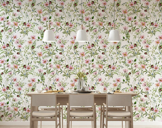 Wildflower meadow artwork wallpaper for walls exquisite Blossom Hues.