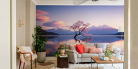 An artistic nature landscape mural for home decor.

