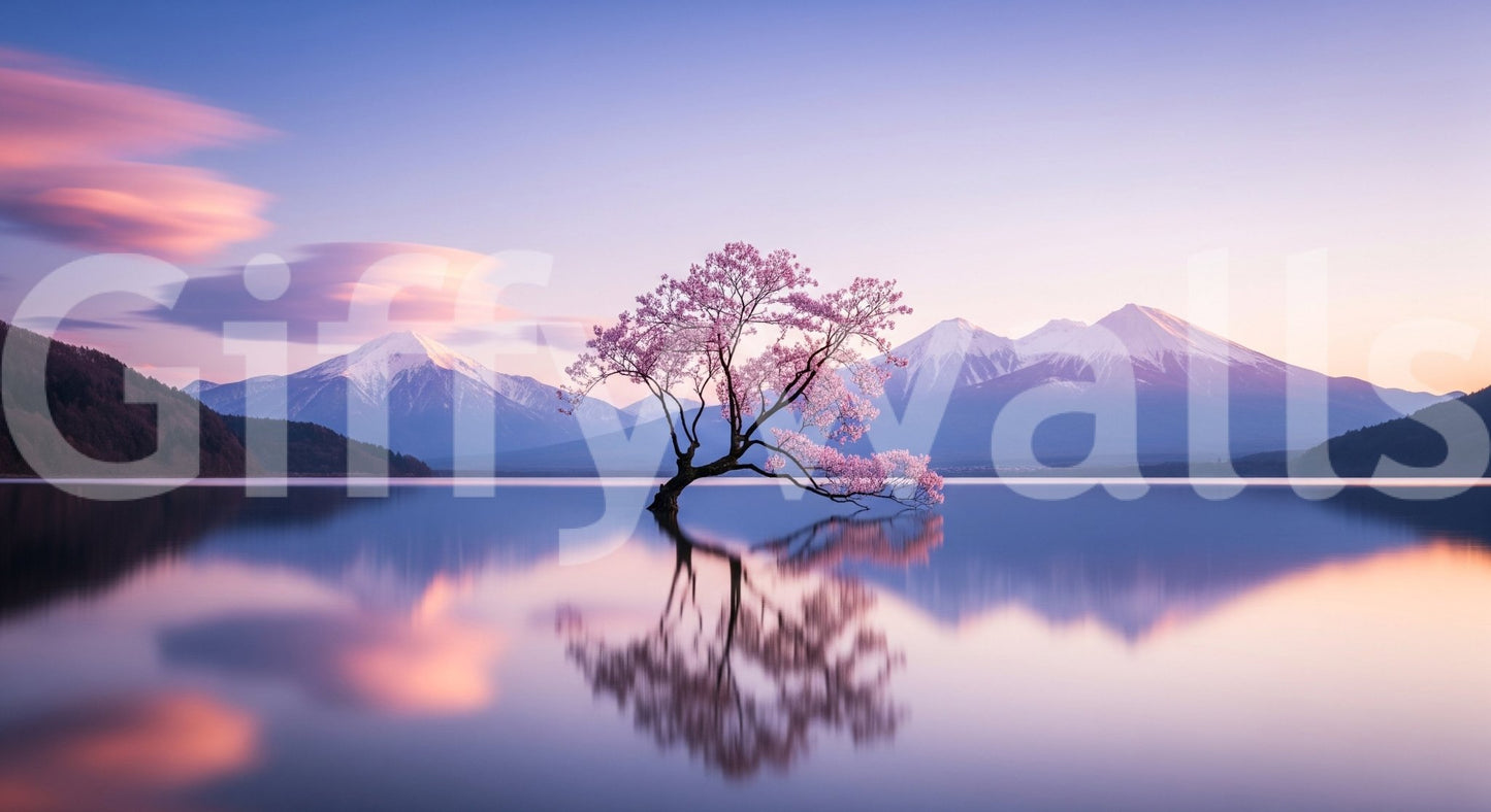 A high-quality serene mountain wall mural for walls.

