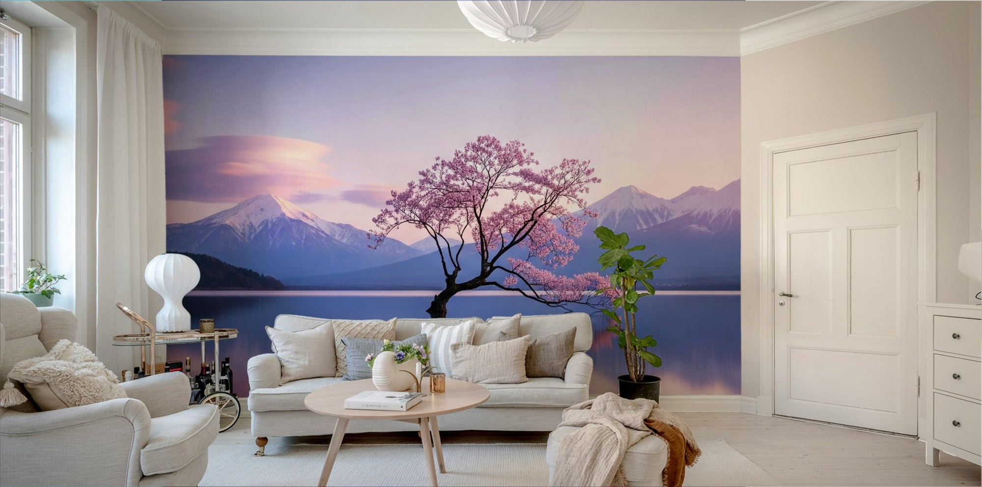 A beautiful serene mountain wallpaper mural with reflection., GD4758