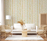 Hand-painted style blossom wallpaper for a feature wall mural.