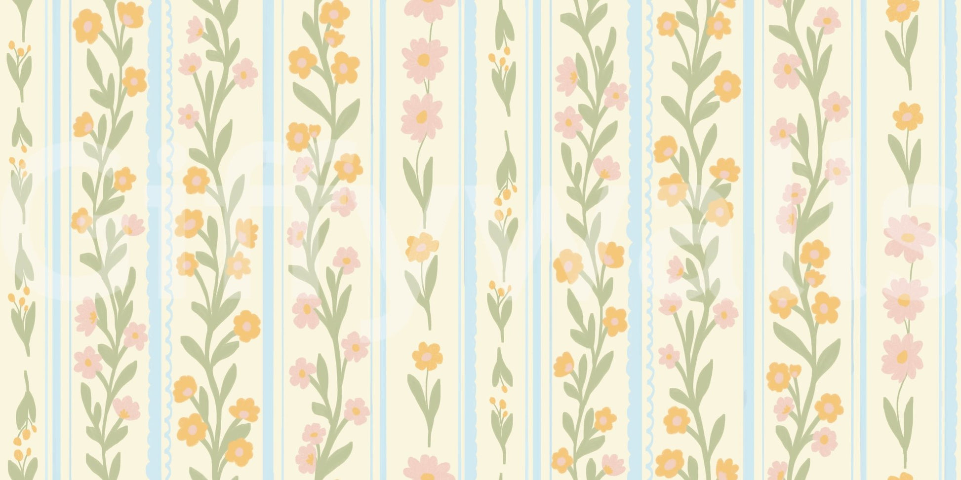 Elegant pink and yellow flower wallpaper wall mural.