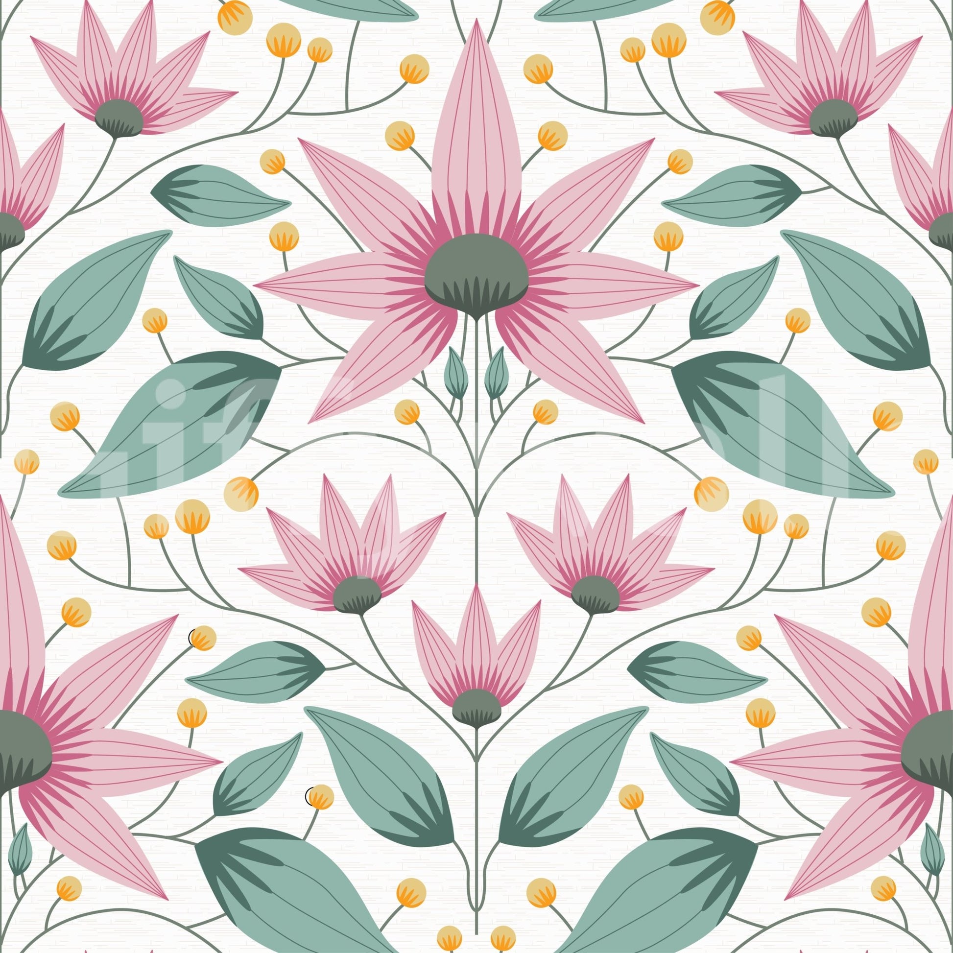 Blossom Symmetry pink Wallpaper for a calm nursery atmosphere