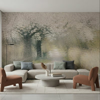 A peaceful flower design mural on decorative wallpaper., GD5599