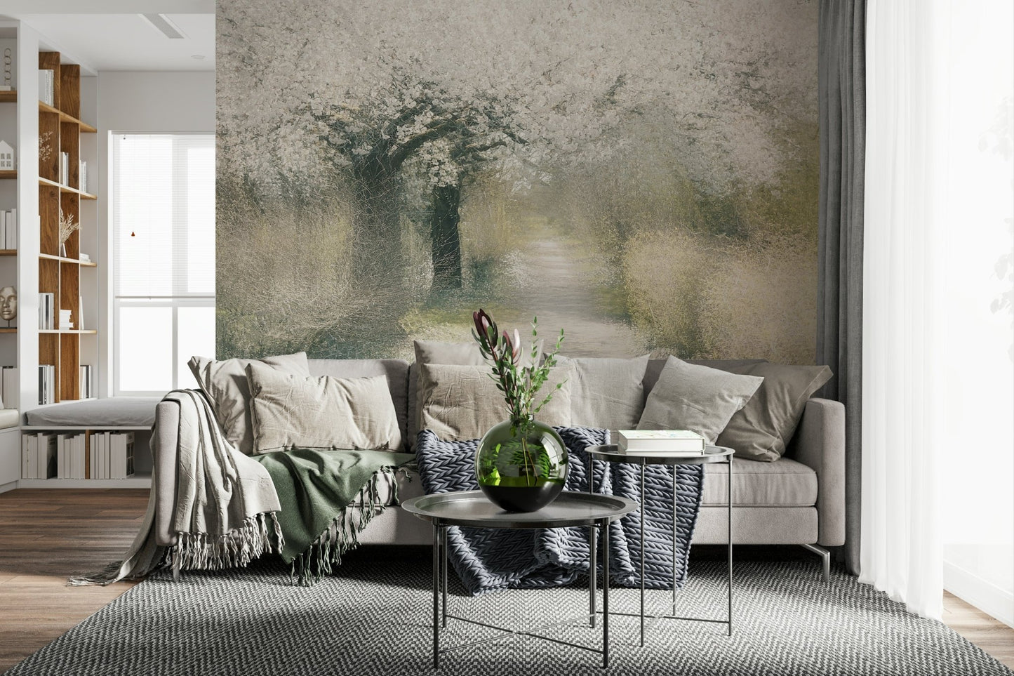 A beautiful modern art wall mural of delicate flowers., GD5599