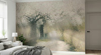 A graceful subtle flower wall mural in soft, elegant tones., GD5599
