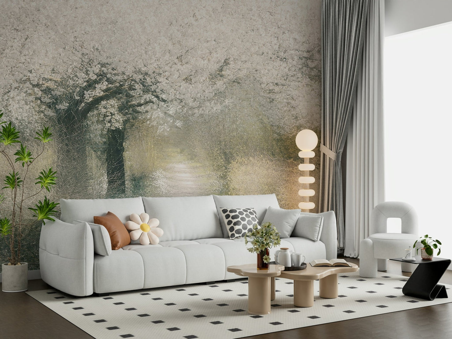 A serene tranquil flower wall mural for your decor., GD5599