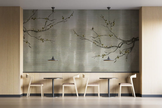 Blossom Vista Japanese floral wallpaper, serene and elegant, B781
