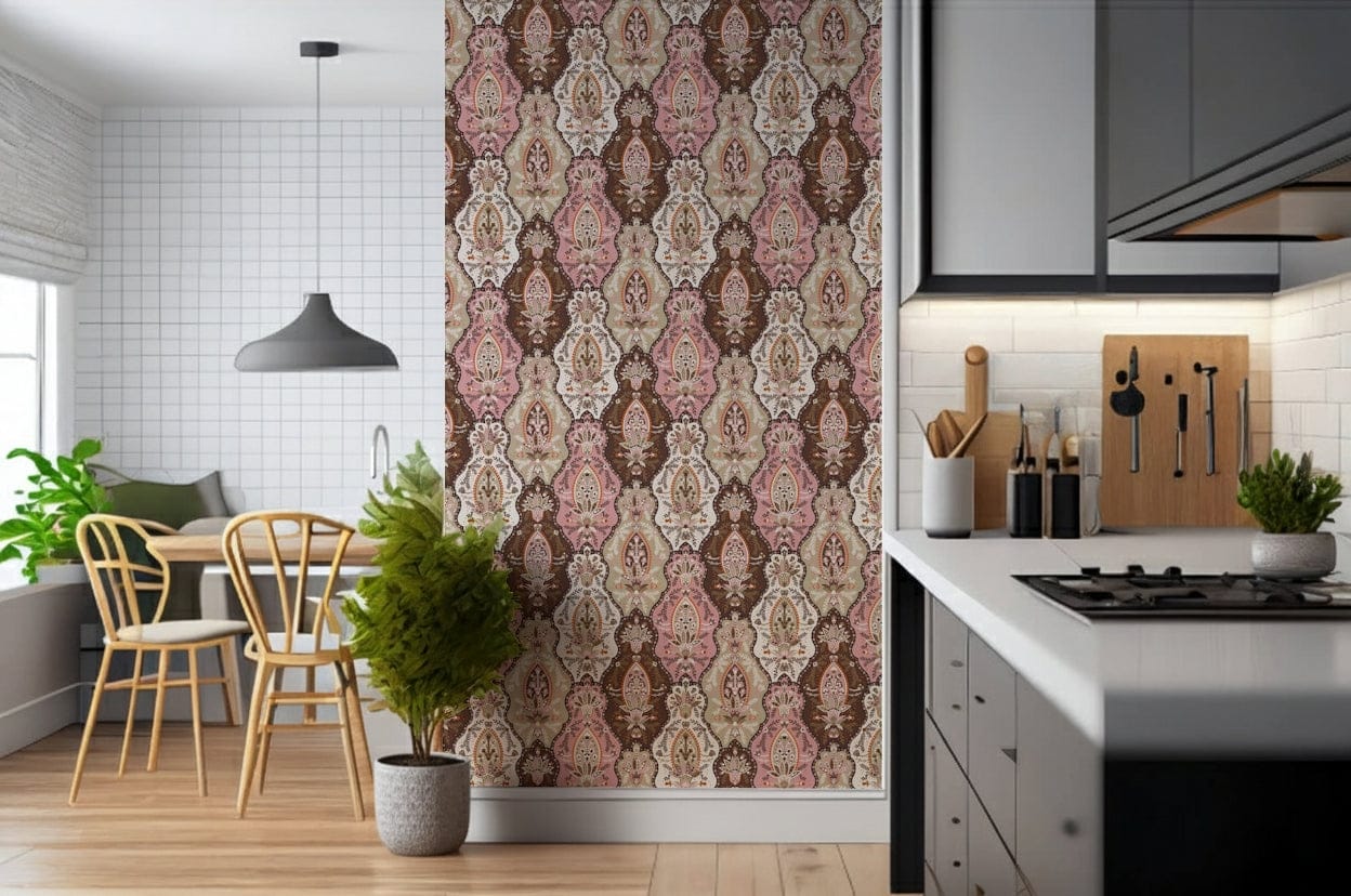 Blossom Weave Wallpaper, beautiful flowing botanical teardrop design.