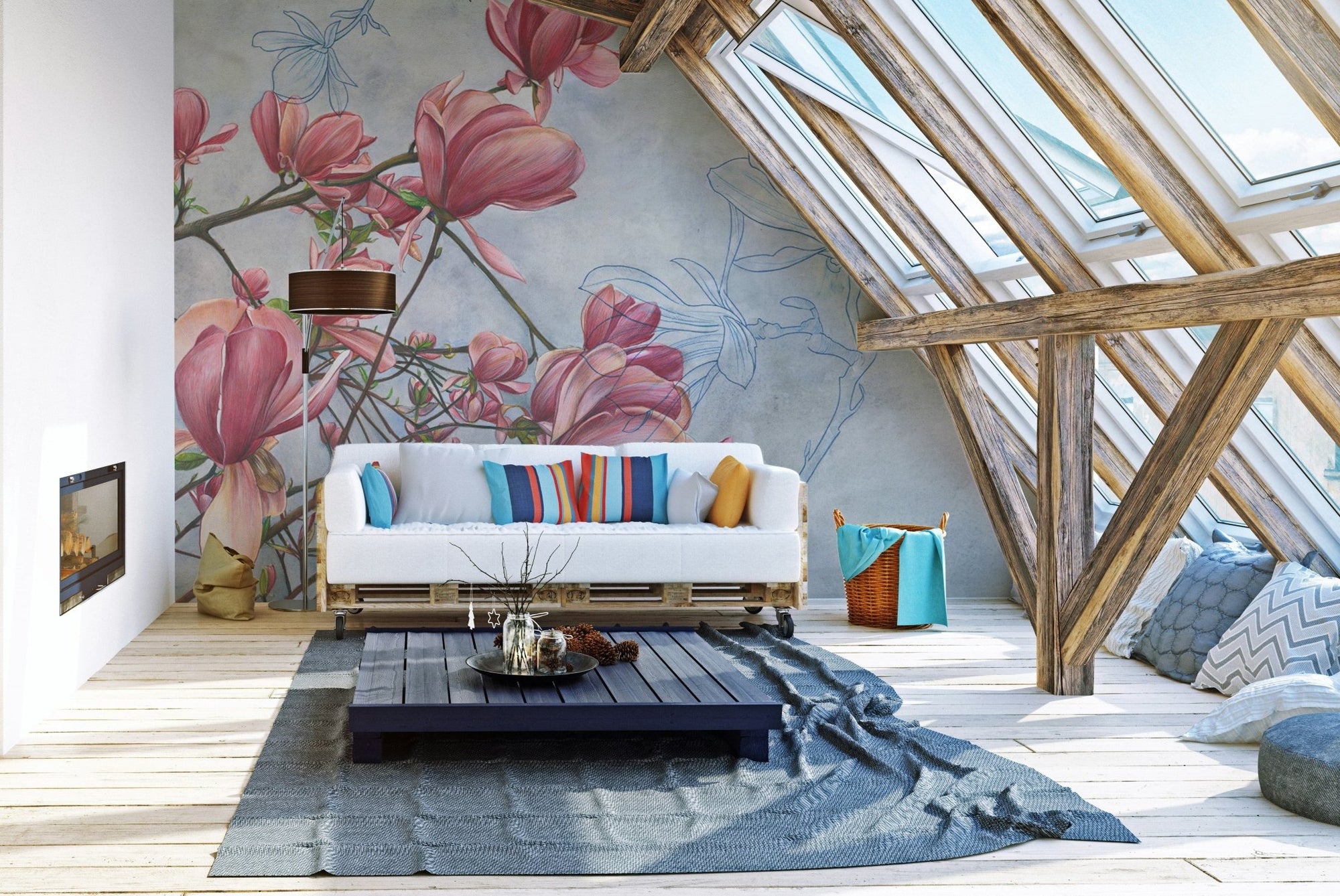 Elegant magnolia wallpaper for a serene and stylish ambiance. B626
