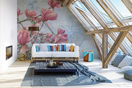 Elegant magnolia wallpaper for a serene and stylish ambiance. B626
