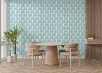 Blue rainbow pastel freehand wallpaper