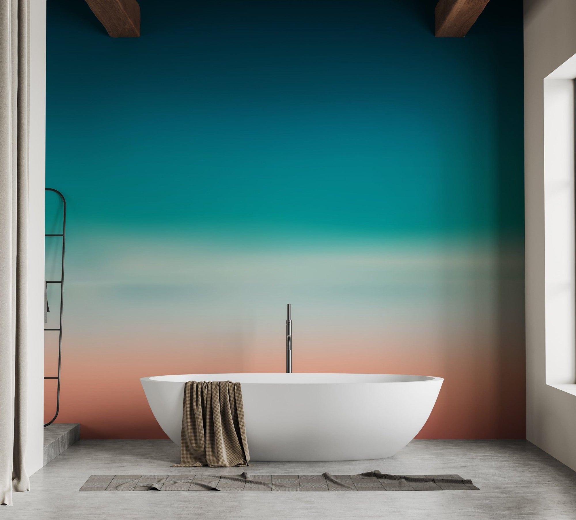 Soft ombre mural in blue and pink sea tones A248
