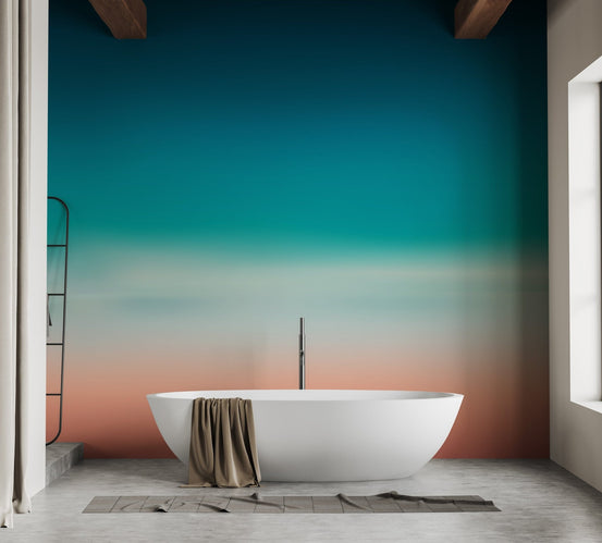 Soft ombre mural in blue and pink sea tones A248

