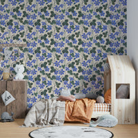 Nature-inspired blue anemone wallpaper design

