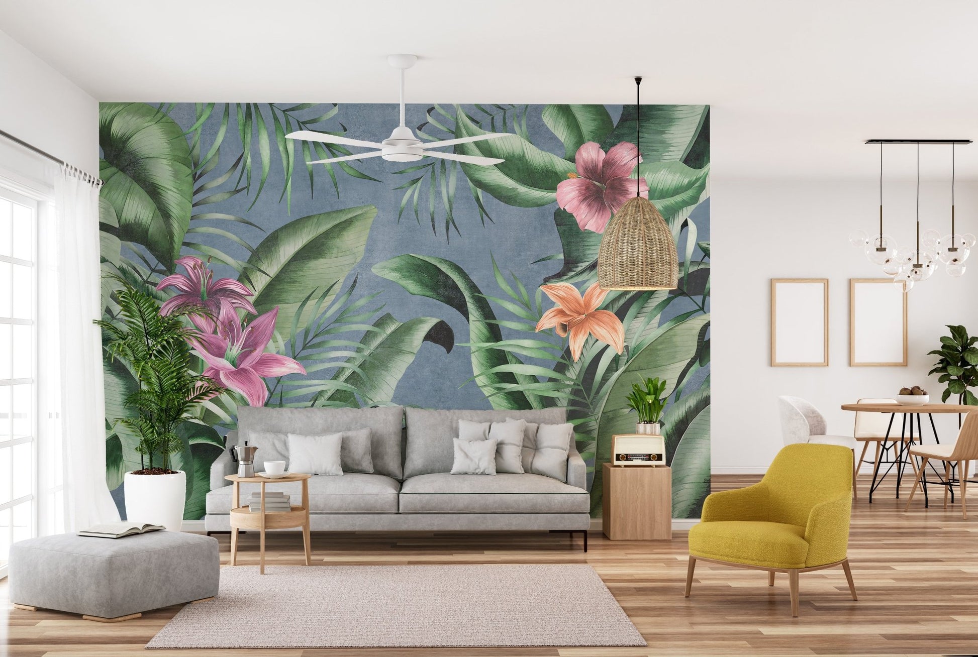 Botanical leaves wall covering

