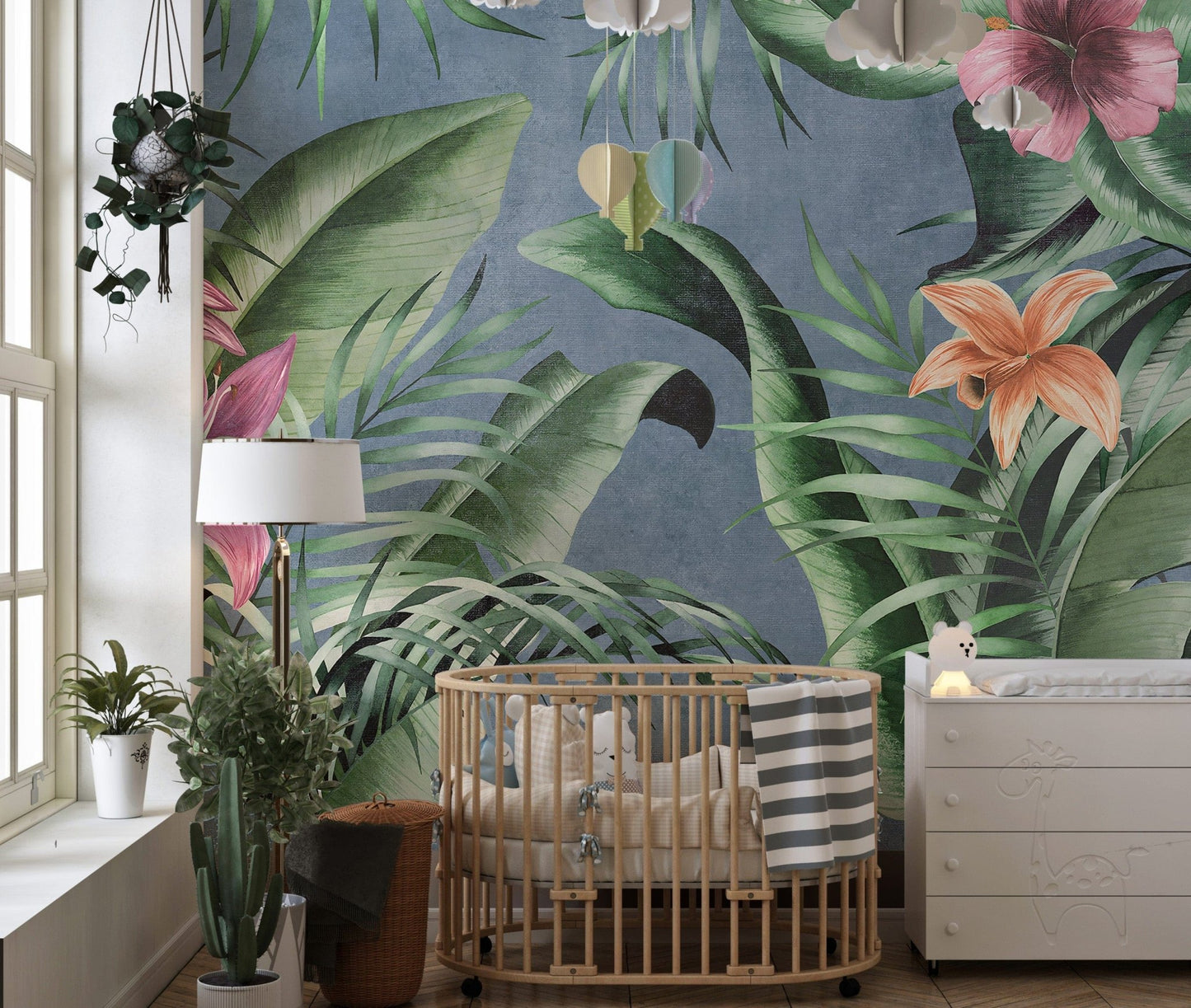 Floral leaves wallpaper mural
