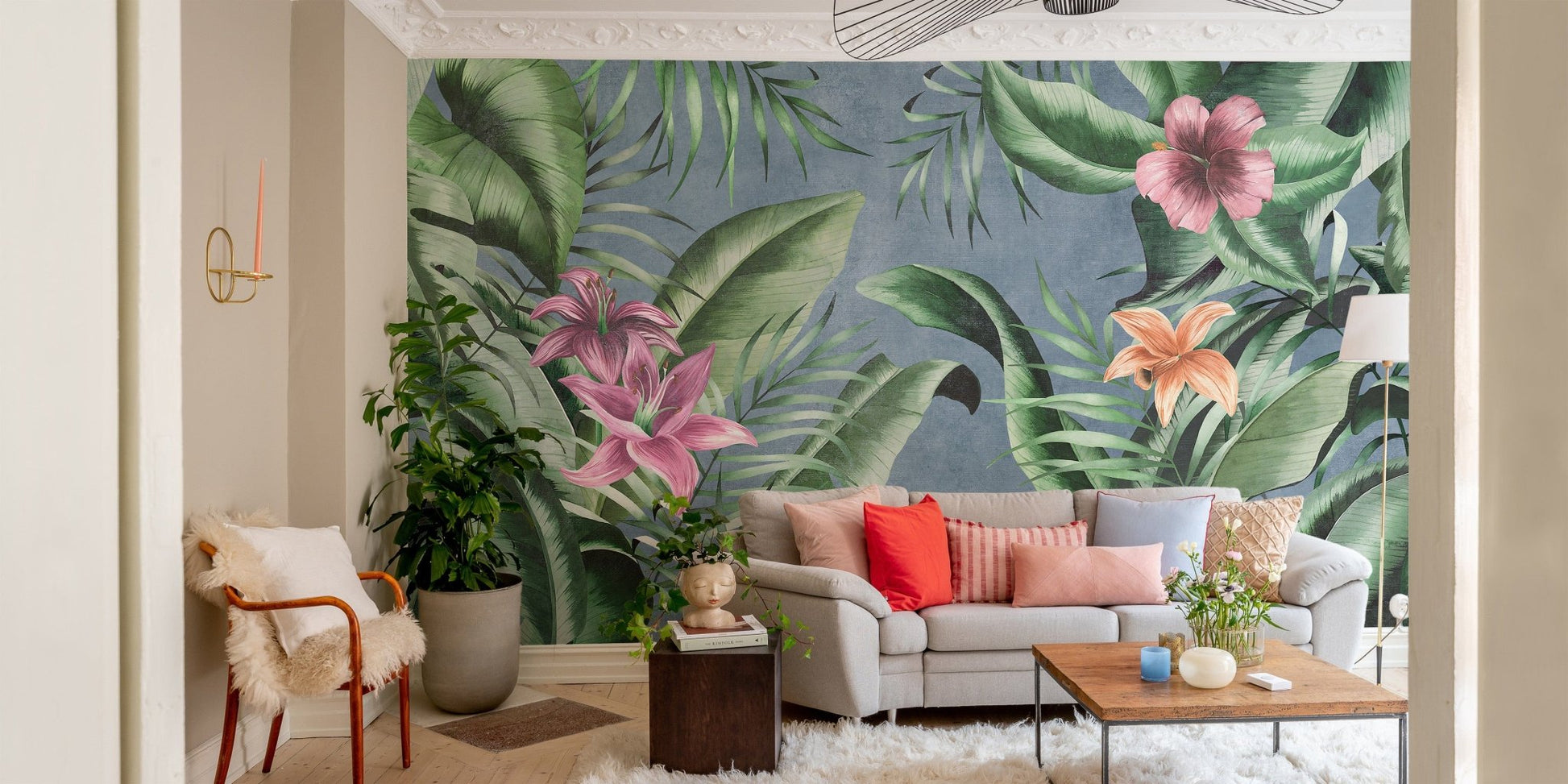 Blue floral wallpaper for walls
