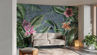 Green leaves mural for room
