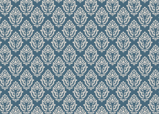 Blue Damask Pattern Wallpaper Mural