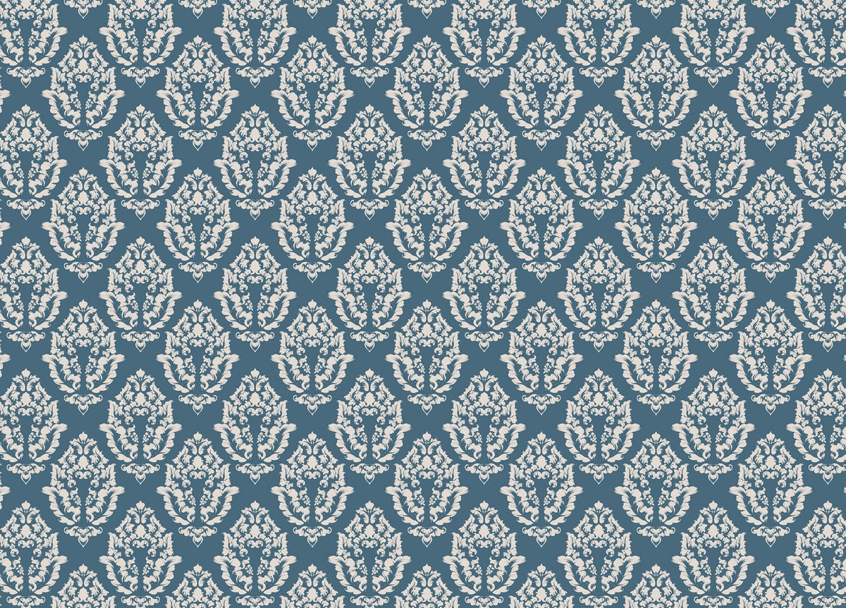 Blue Damask Pattern Wallpaper Mural