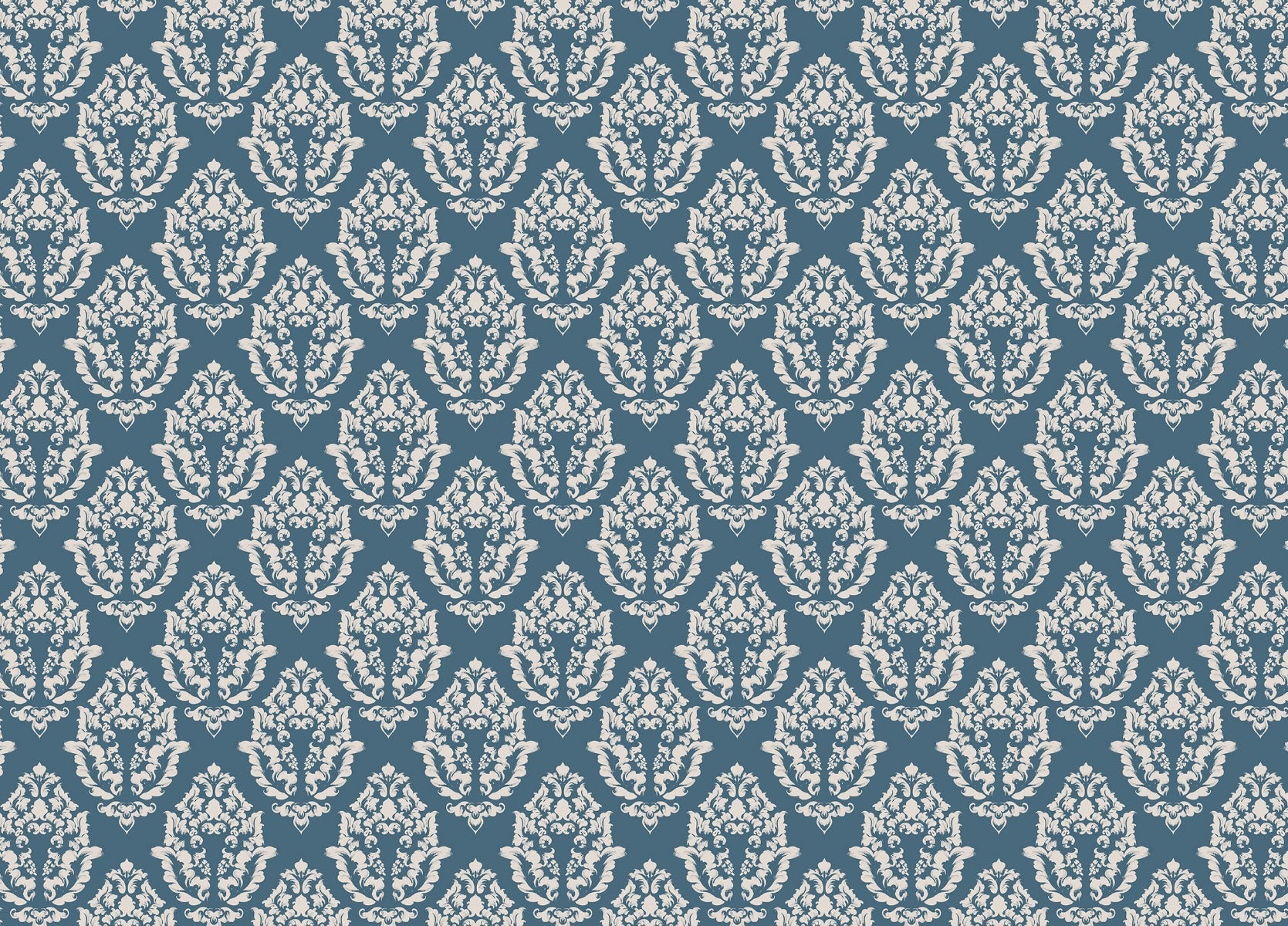Blue Damask Pattern Wallpaper Mural