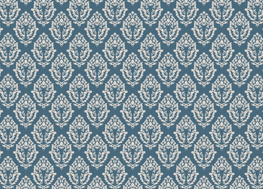 Blue Damask Pattern Wallpaper Mural