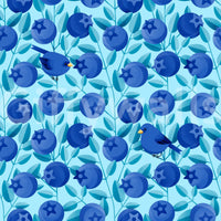 Bright nature mural wallpaper with cartoon birds

