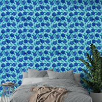 Mural wallpaper with birds hiding in berry vines

