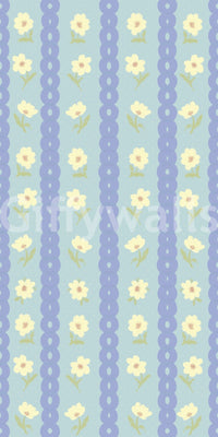 Blue Bloom Stripes Wallpaper⁠