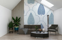 Delicate Arbor symmetrical interior wallpaper with graceful curves.