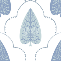 Blue Botanic Arbor beautiful wall mural, detailed leaf patterning.