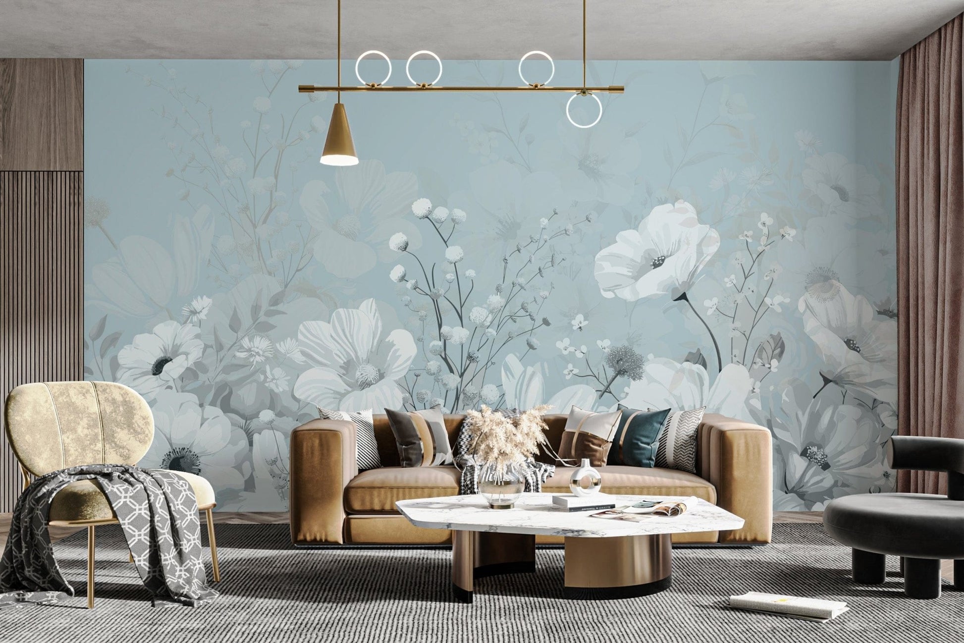 Soft blue flower wallpaper pattern
