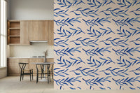 Vibrant blue color on Blue Botanical Print Wallpaper mural.