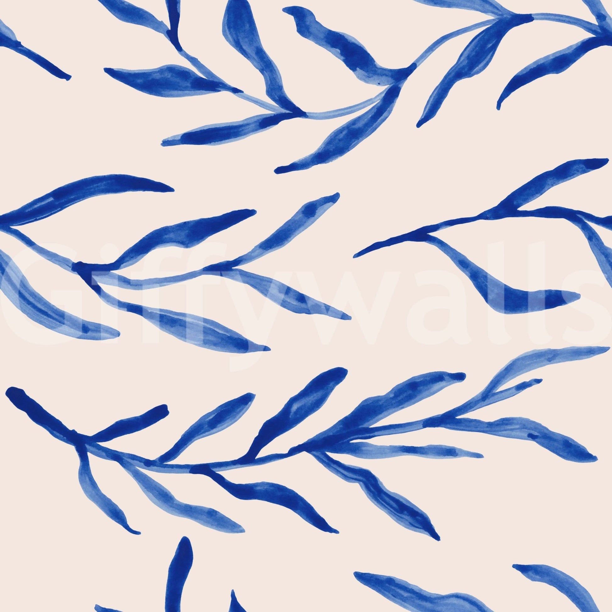 Fresh nature pattern on the Blue Botanical Print Wallpaper.
