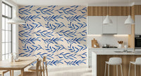 Fresh nature pattern on the Blue Botanical Print Wallpaper.